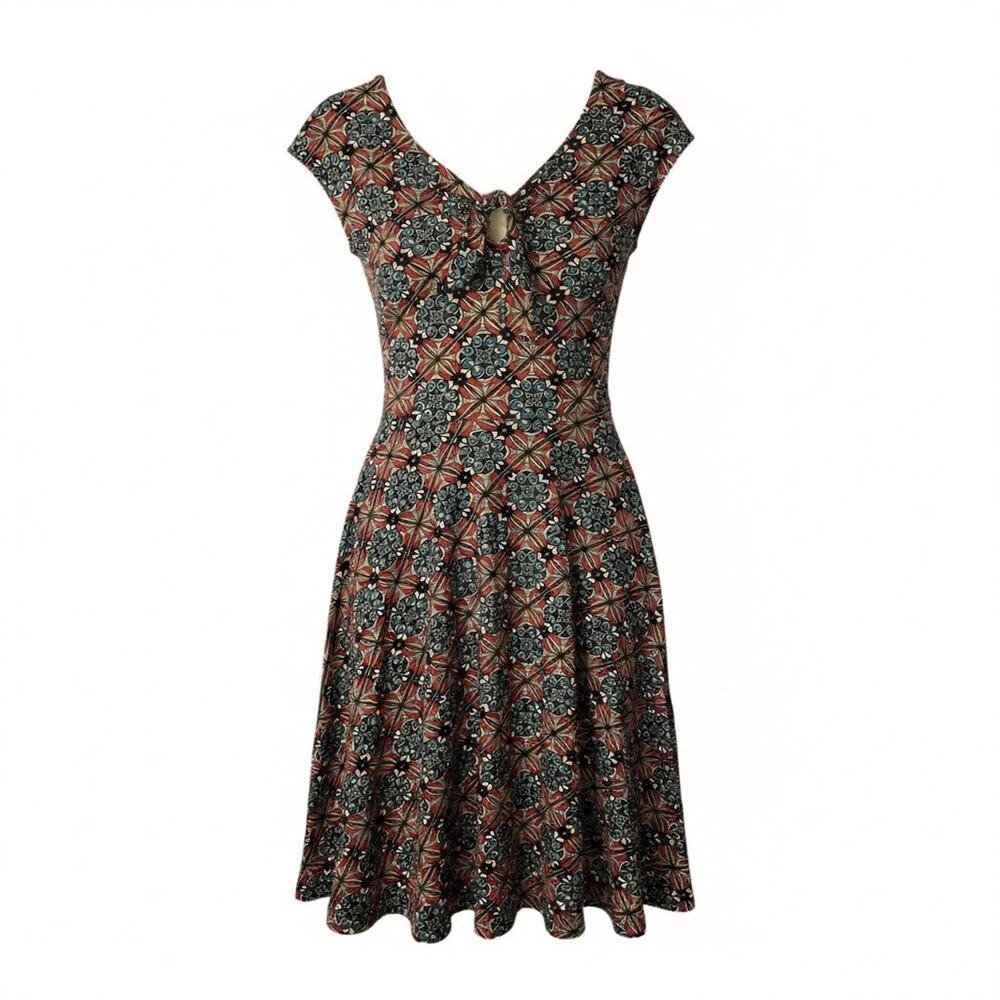 Effie's Heart XS Front tie pinup 50's Jersey Retro Fit flare midi Dress retro